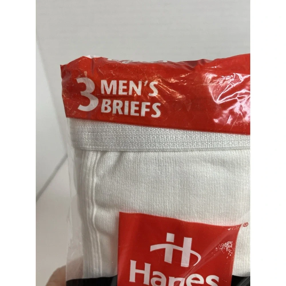 Hanes Men's White Briefs 3 Pair  Size 42 100% Preshrunk Cotton Vintage 1997